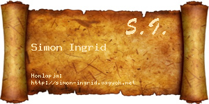Simon Ingrid névjegykártya